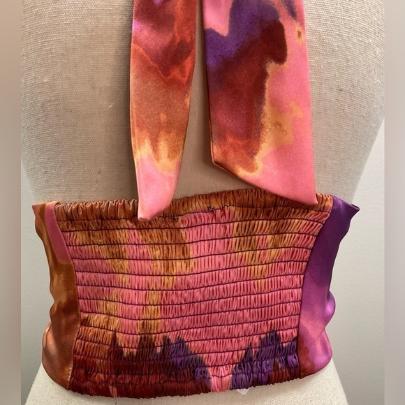 NWT Sigrid Olsen Smocked Crop Tie Halter Top - Picture 8 of 11